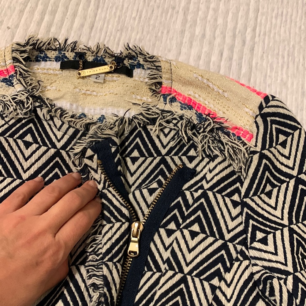 Trina Turk cropped asymmetrical jacket, size 2